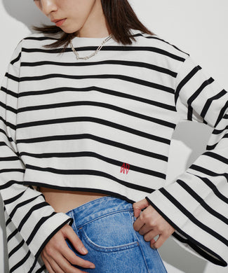 【サステナブル】ワイドスリーブクロップドTEE