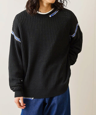 カラーステッチクルーニット