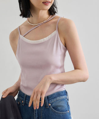 【WEB・一部店舗限定】【接触冷感/UVカット】前後2WAY チュールコンビアシメキャミソール