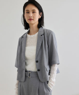 【WEB・一部店舗限定】リネンライクコンパクトジャケット【セットアップ対応】/洗える