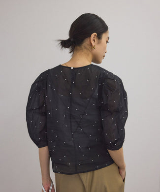 【WEB限定】ラメドット刺繍コットンシアーブラウス