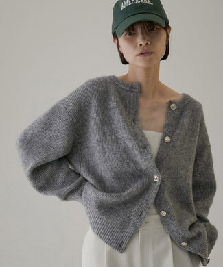 【WEB限定】2WAYメタルボタンモヘヤシャギーカーディガン